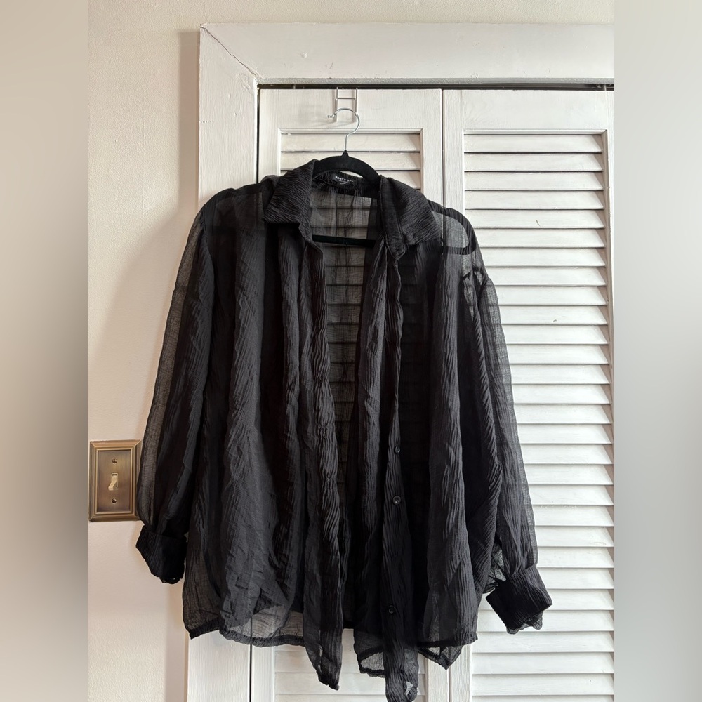 NASTYGAL PLISSE OVERSIZED BEACH SHIRT - Picture 5 of 7